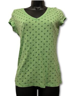 Aeropostale Green Polka Dot V-Neck Short Sleeve Tee